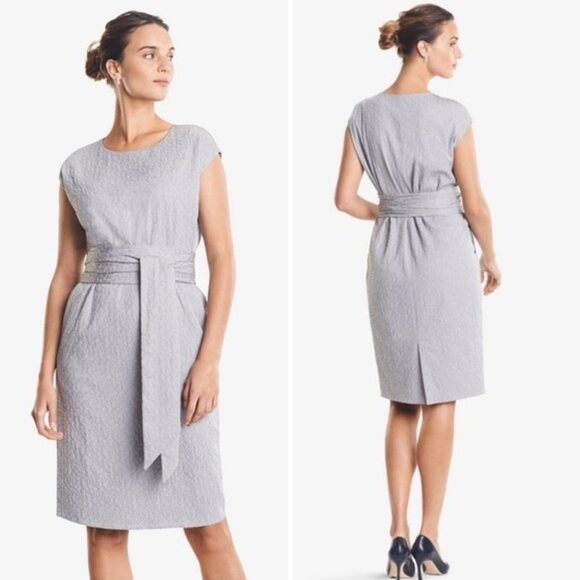 Mm Lafleur Nanette Textured Belted Midi Dress 6 - Picture 1 of 8